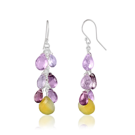 Buy Vallaki Hip Hop Party Purple Sea Glass Earring Water Drop Multicolor Statement Earrings Dangle Fall Color Earring Elegant Gift For Women