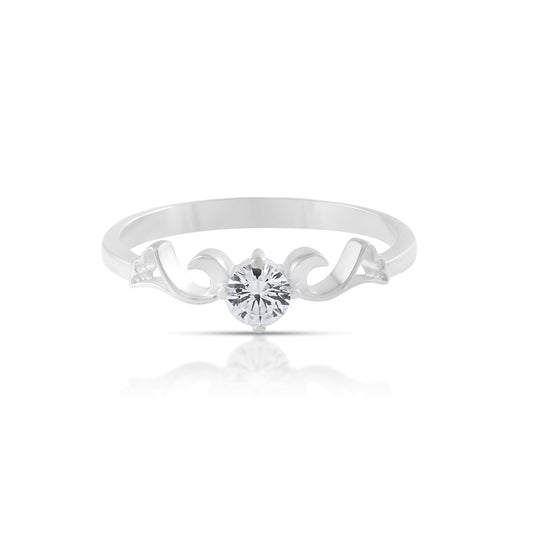 Mounting Round Stone With Leaves Sterling Silver Promise Ring