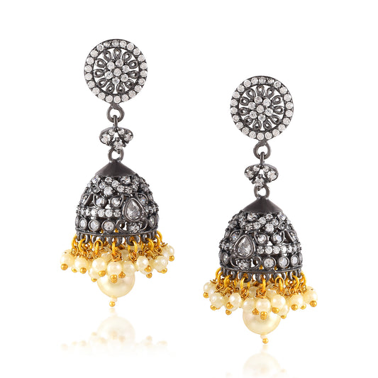 Jhumka Diamond Gold Earrings Indian Jewelry  Earrings Punjabi Jewelry Bollywood Jhumka Earrings Diamond Crystal Jewelry Desi