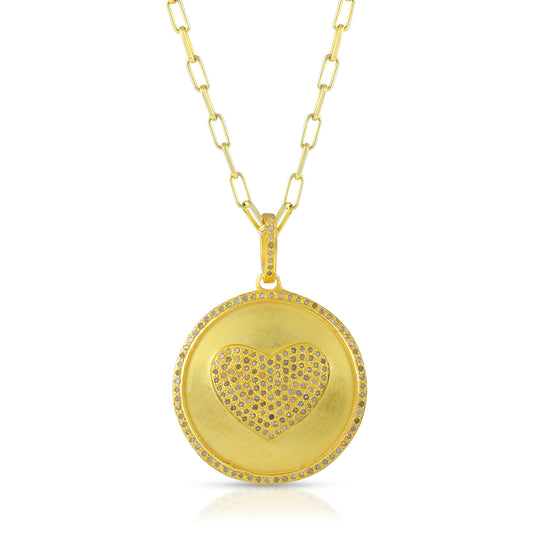 Stunning 925 Sterling Silver Pendant with 14k Gold Plating and Pave Diamond Embellishments