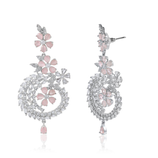 Pink Diamond Earrings American Diamond Earrings Statement Diamond Earrings Extra Long Earrings India Earrings Celebrity Jewelry Ad Jewelry