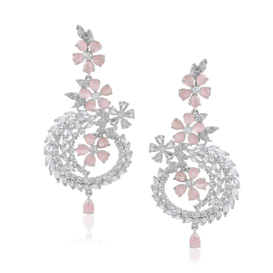 Pink Diamond Earrings American Diamond Earrings Statement Diamond Earrings Extra Long Earrings India Earrings Celebrity Jewelry Ad Jewelry