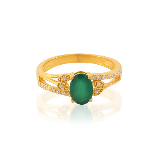 VALLAKI Oval Emerald Green CZ 925 Silver Ring for Daily Wear Engagement Anniversary Occasion