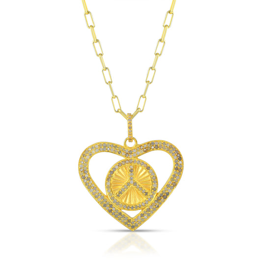Stunning 925 Sterling Silver Pendant with 14K Gold Plating and Pave Diamond Embellishments