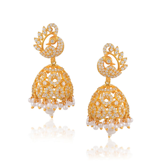 Buy Vallaki Bollywood Chandelier Gold Plated 925 Silver Cz Jhumka Earrings Indian Jewelry Statement Handmade Gifting Jewelry Peacock Earring.