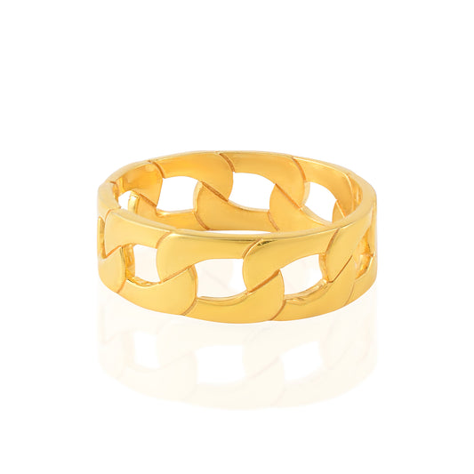 VALLAKI Solid Eternity Ring Band in 925 silver with 14k Gold filled Bold statemnt ring