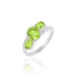 Classic 925 Sterling Silver Vintage Trio Green Rhyno Stone Ring