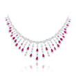 HANDMADE BESPOKE Layered Rani Pink CZ Diamond Necklace Set with Bracelet and Ring Set.