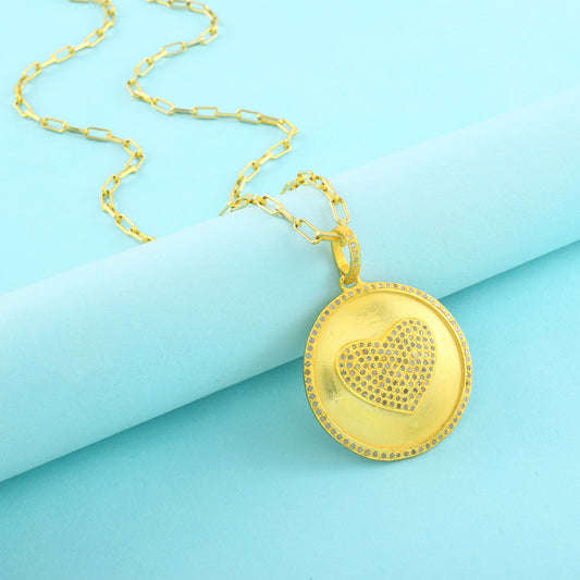 Stunning 925 Sterling Silver Pendant with 14k Gold Plating and Pave Diamond Embellishments
