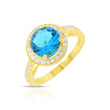 14K Gold Oval Cut Blue Sapphire Sterling Silver  Promise Ring