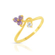 Classic Trio Amethyst Stone With Sterling Silver Promise Ring